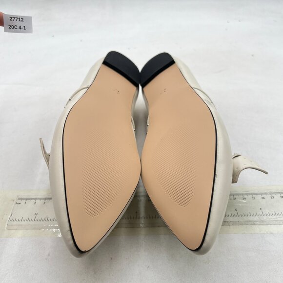 FSJ White Point Toe Studs Loafer Flats Slip On Pumps Bowknot Comfort Casual Shoe - Picture 7 of 8